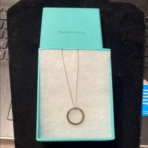 Authentic Sterling Silver Tiffany & Co. Silver Open Circle Pendant Necklace 16”